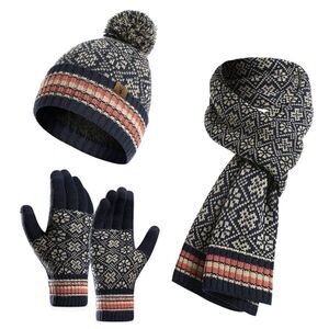 Winter Knit Scarf Beanie and Gloves set